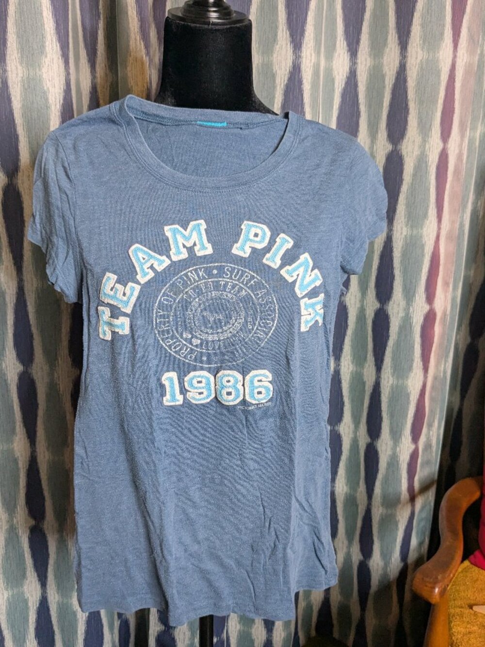 Victoria's Secret PINK Team Pink 1986 Graphic Tee Blue Size Small